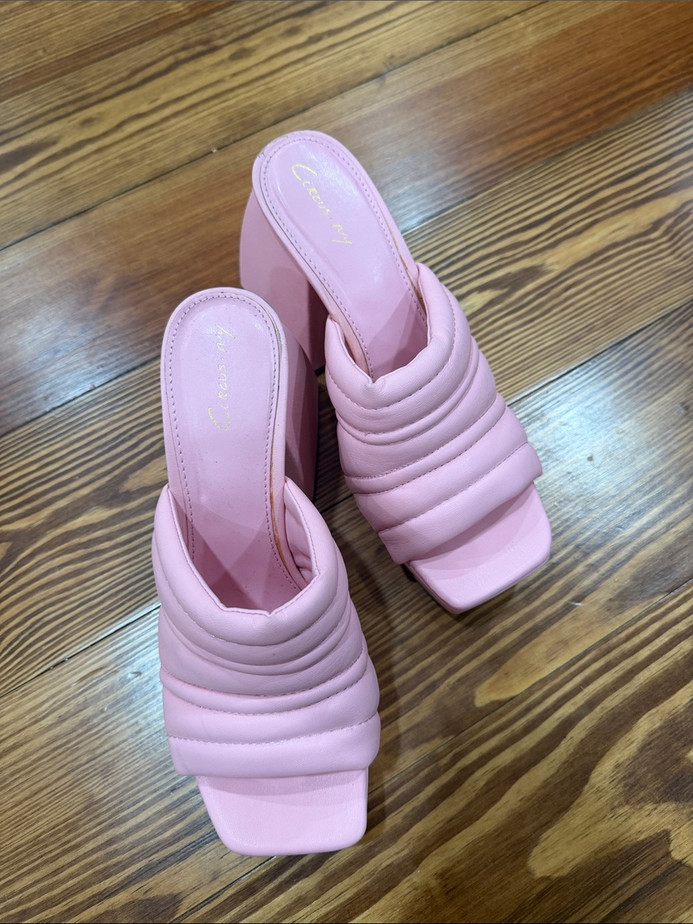 Circus NY by Sam Edelman Quilted Pastel Pink Block Heel Mules